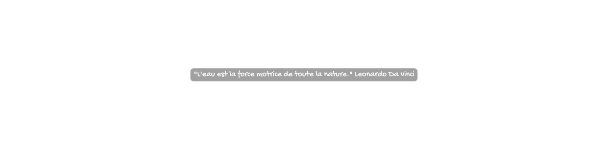 L eau est la force motrice de toute la nature Leonardo Da vinci